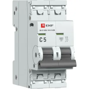 Авт. выкл. 2P 5А (C) 6кА ВА 47-63N EKF PROxima M636205C