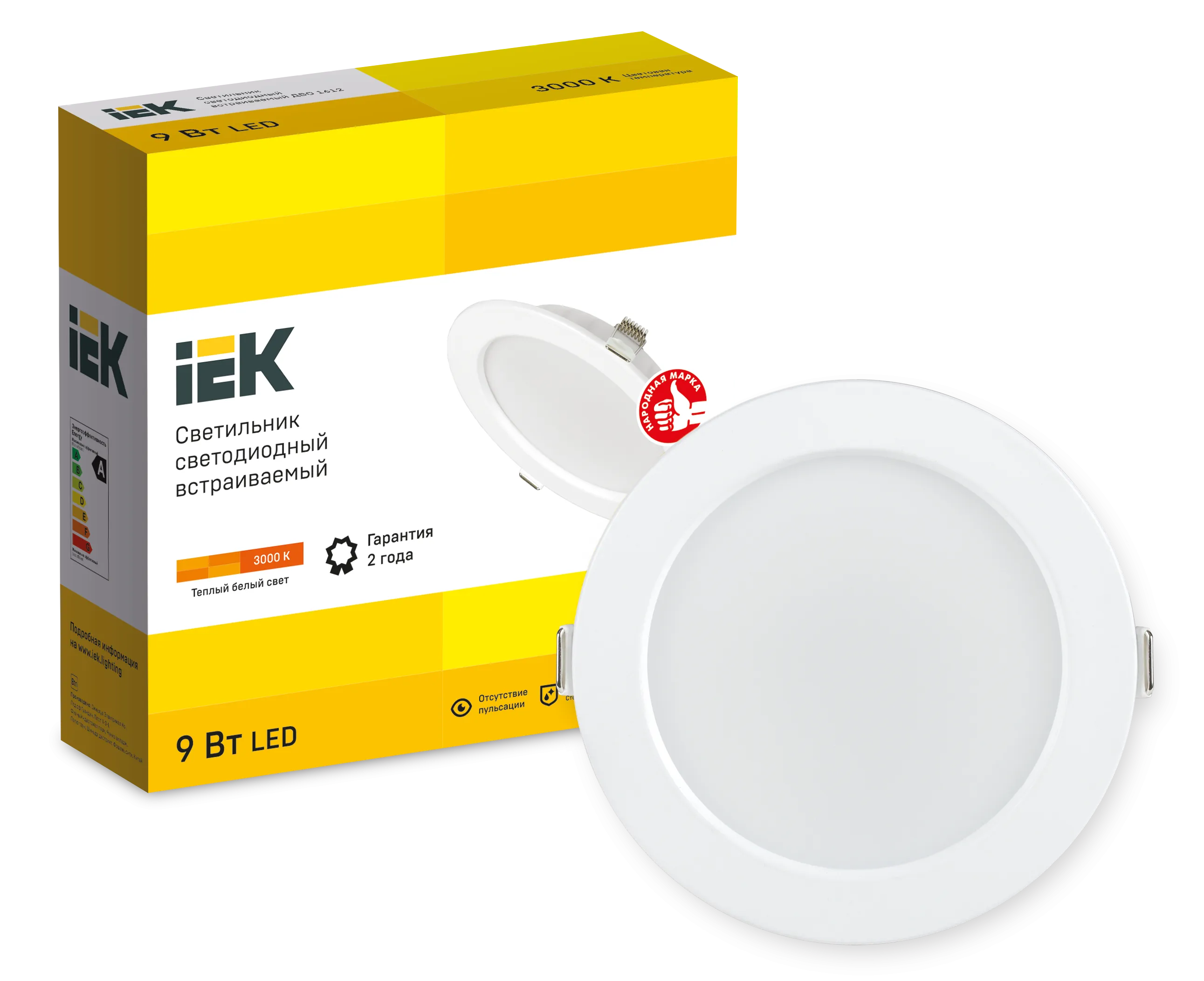 Светильник светодиодный ДВО 1612 белый круг 9Вт 3000К IP20 IEK - Фото 2