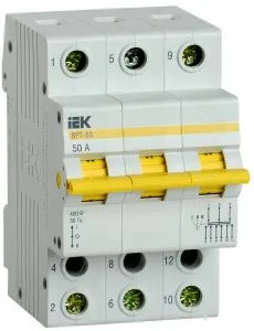 Выключатель-разъединитель трехпозиционный ВРТ-63 3P 50А IEK MPR10-3-050