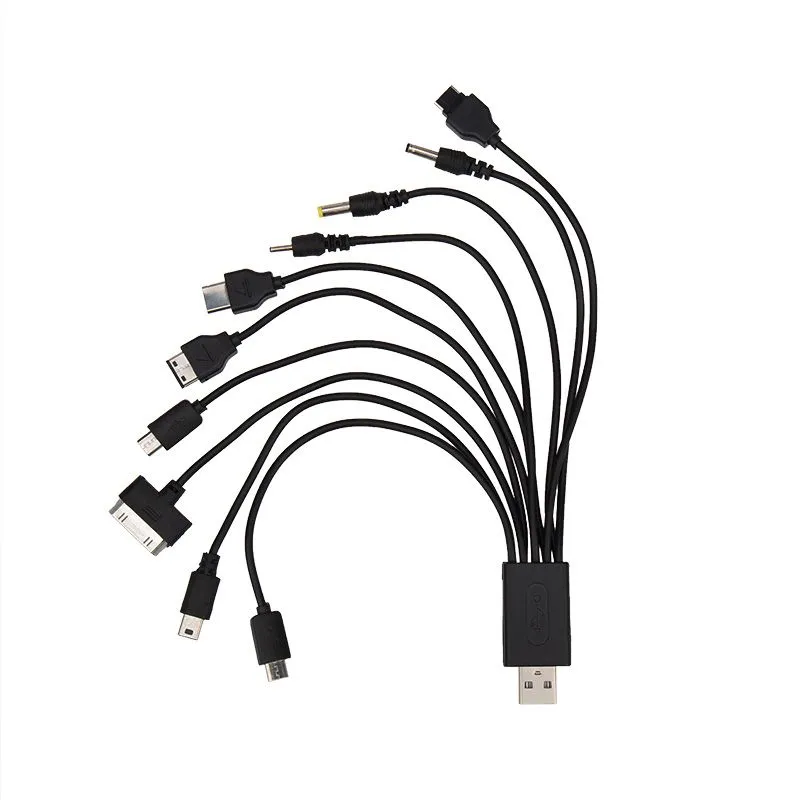 USB-кабель 10 в 1: 5P/5P/DC2.0/micro USB/DC4.5/DC3.5/Samsung G600/iPhone4/micro USB 18-1196