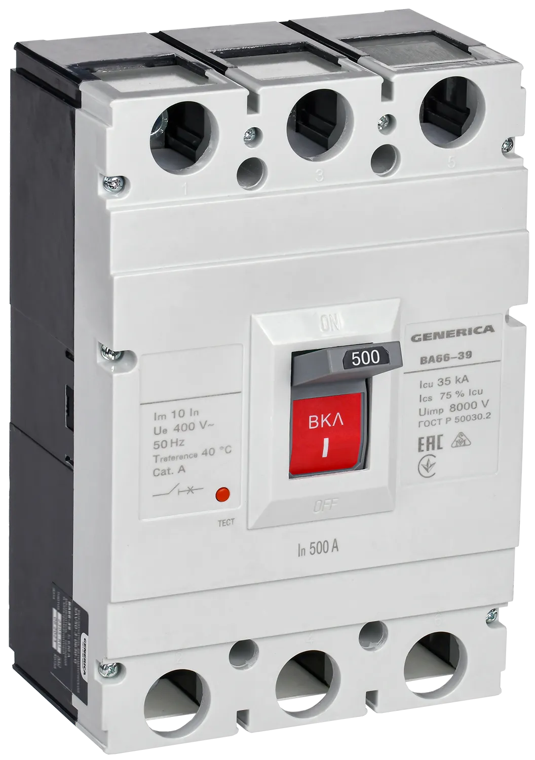 Выключатель автоматический ВА66-39 3Р 500А 35кА GENERICA SAV50-3-0500-G