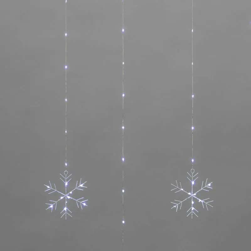Гирлянда Светодиодный занавес из росы с фигурами Снежинок БЕЛЫЙ IP20 USB + пульт управления NEON-NIGHT - Фото 2