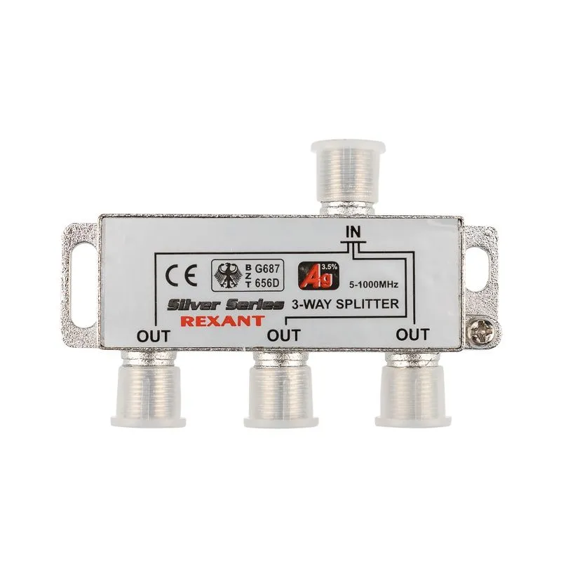 Делитель ТВх3 под F-разъем, 5-1000МГц, Silver (4 F-разъема в комплекте) REXANT - Фото 5