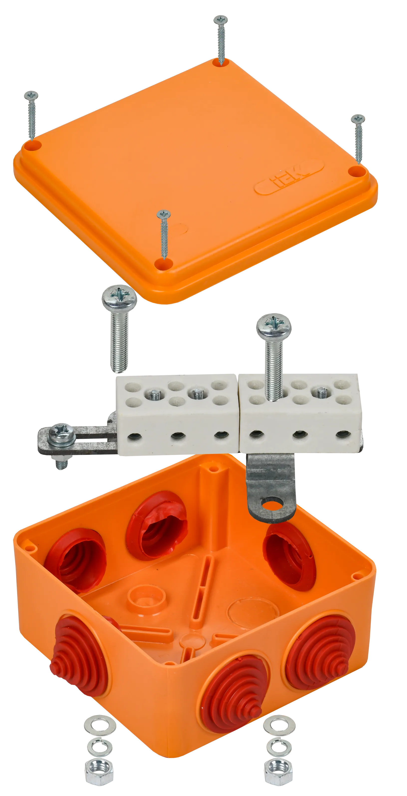Коробка распаячная огнестойкая ПС безгалогенная (HF) 100х100х50мм 6P 4мм2 IP55 6 вводов IEK - Фото 5