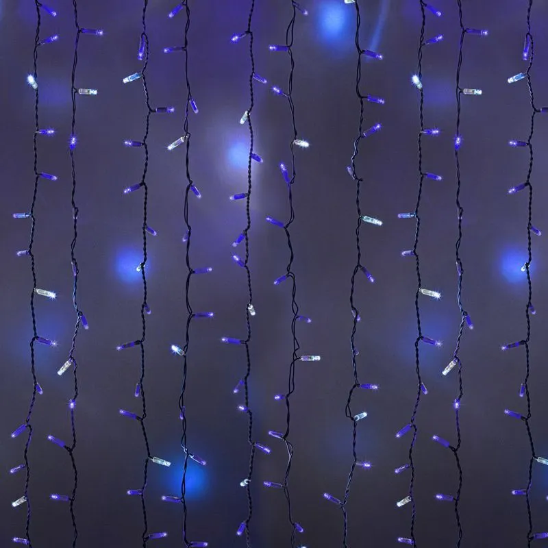 Гирлянда светодиодная Занавес 2х3м 600 LED СИНИЙ белый ПВХ IP65 эффект мерцания 230В  нужен блок 303-500-1 NEON-NIGHT 235-213