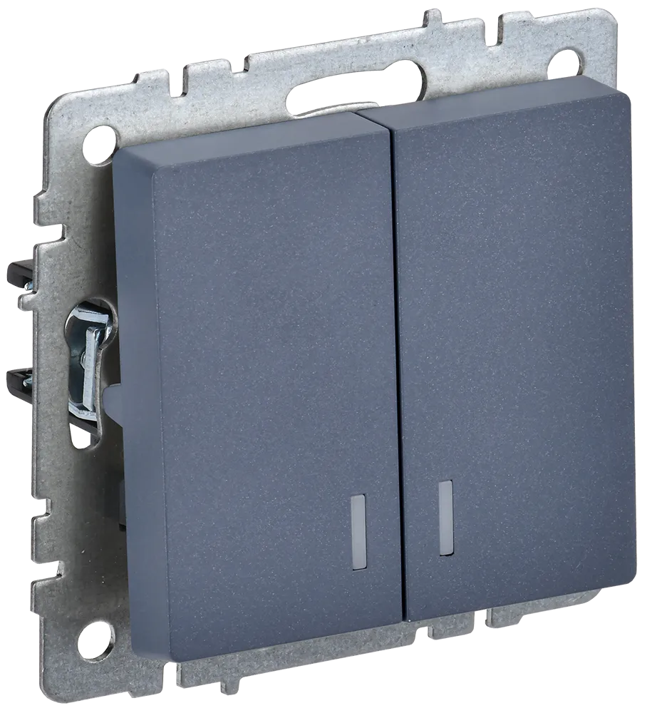 BRITE Выключатель 2-клавишный с индикацией 10А ВС10-2-1-БрМ маренго IEK BR-V20-1-10-K35