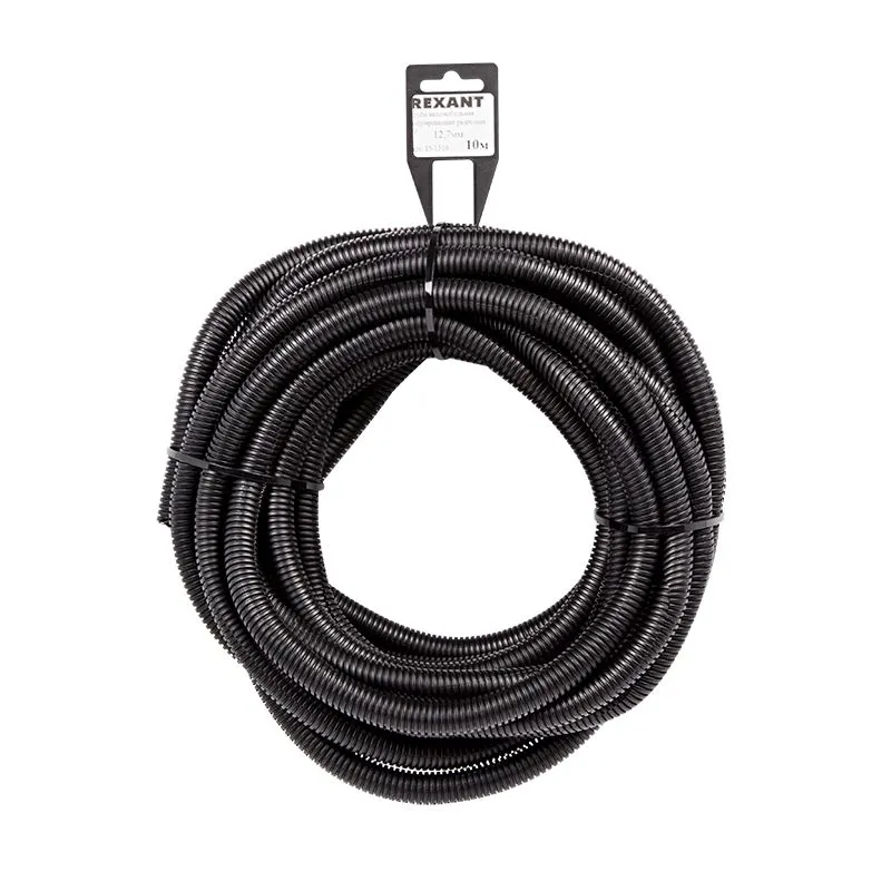 Труба автомобильная гофрированная ПП, Ø12,7мм, разрезная (бухта 10 м/уп) REXANT 15-1310