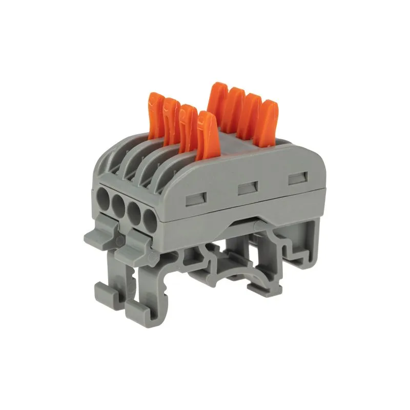 Клемма СМК 222-424D проходная 4-полюсная, с креплением на DIN-рейку (0,08-4 мм²) серая (50 шт./уп.) REXANT - Фото 3