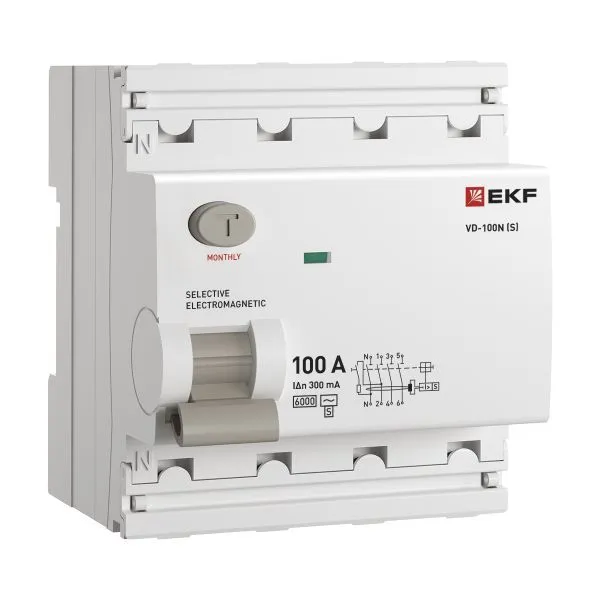 ВДТ ВД-100N (S) 4P 100А 300мА AC эл-мех 6кА PROXIMA EKF E1046MS100300
