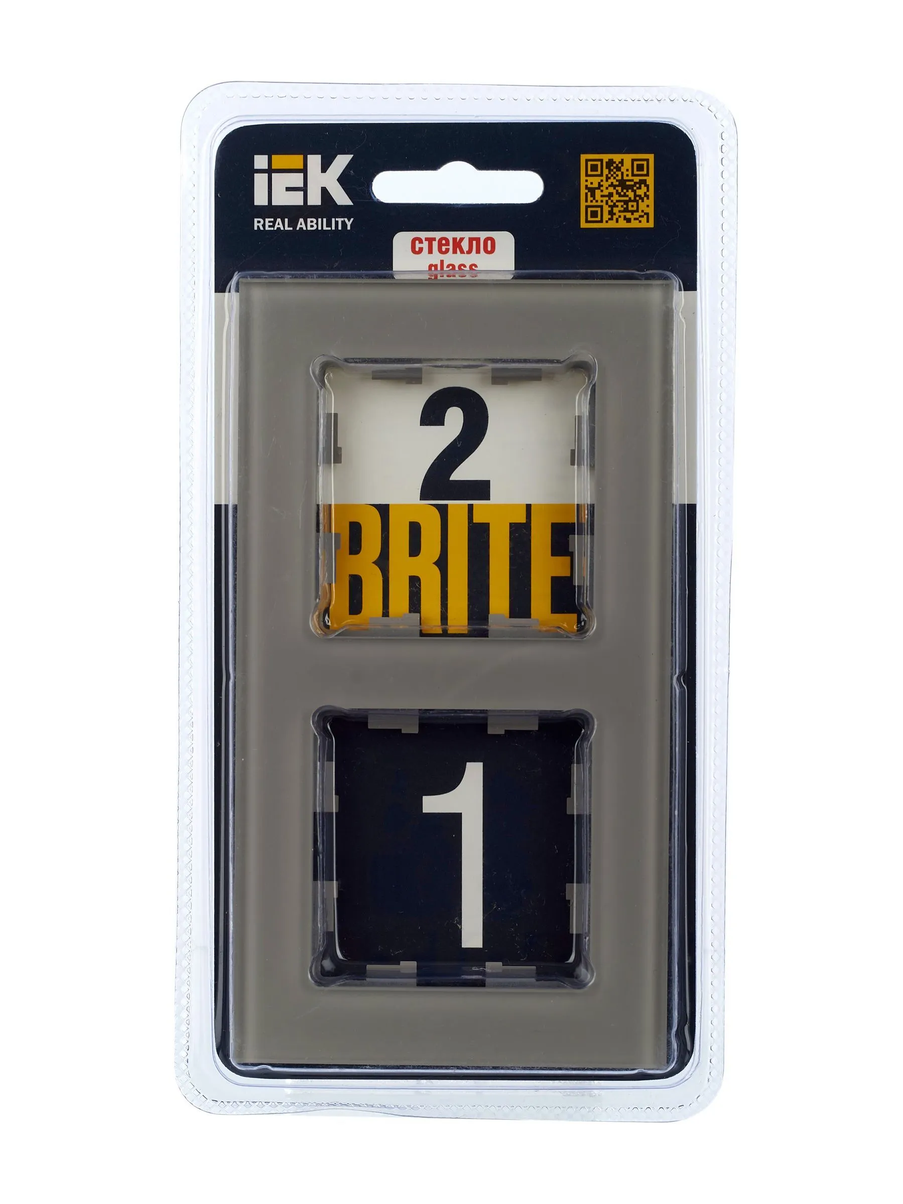 BRITE Рамка 2 -местная РУ-2-2-БрД стекло дымчатый IEK - Фото 4