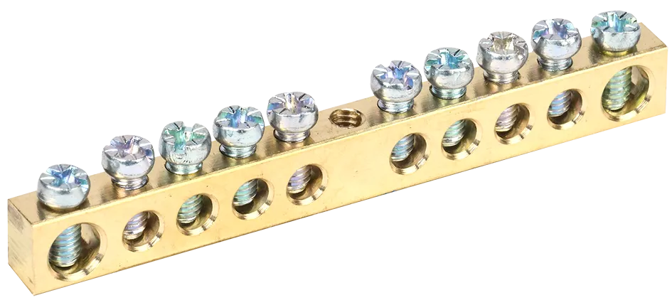 Шина PEN "земля-ноль" 6х9мм 10/1 (10групп/крепеж по центру) IEK