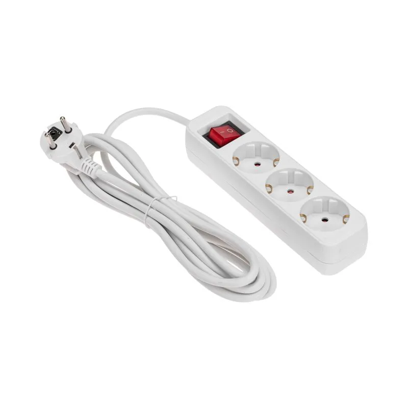 Удлинитель STANDARD 3 гнезда, 3м, 3х1,0мм², с/з, с выключателем, белый REXANT - Фото 2