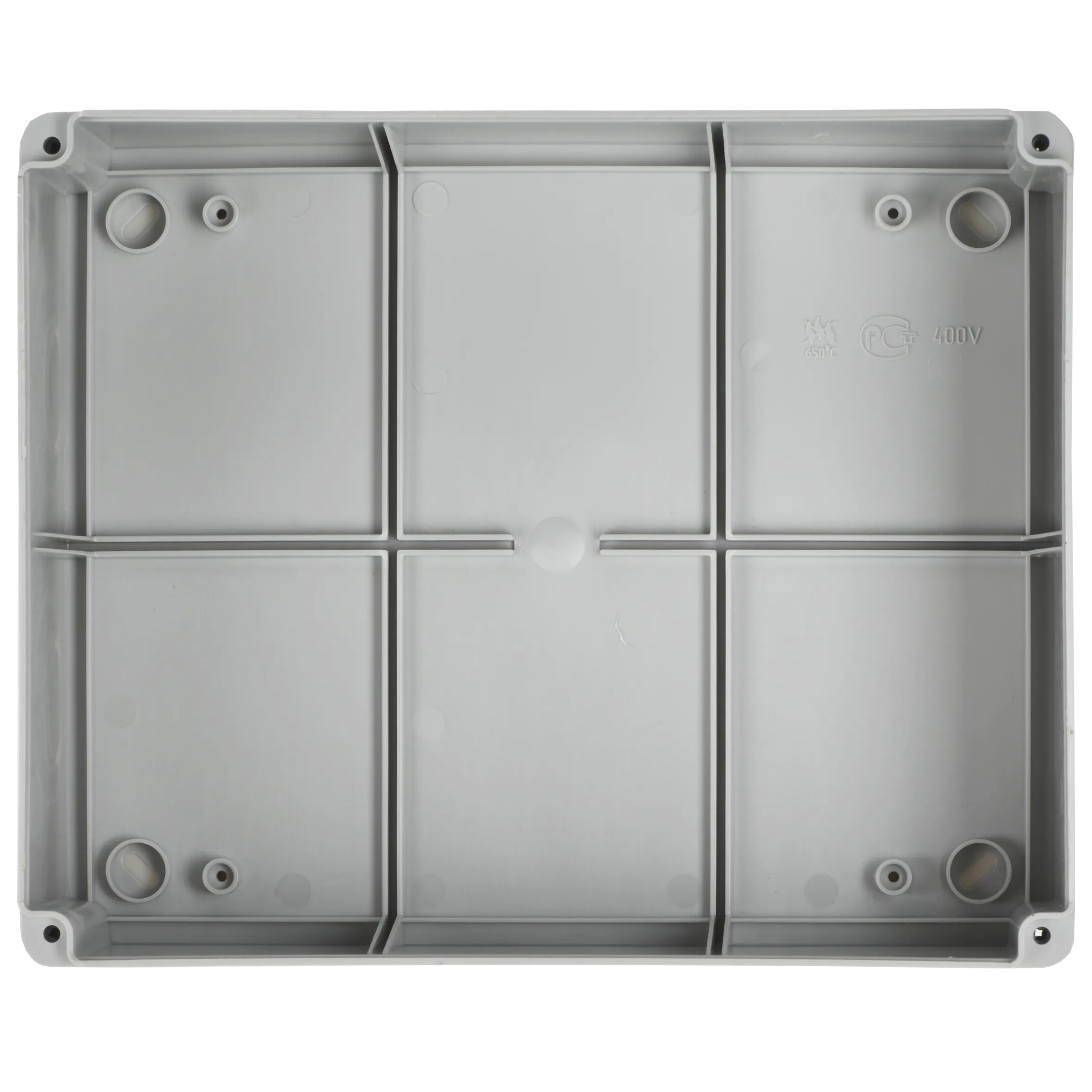 Коробка распаячная КМ41278 для открытой проводки безгалогенная (HF) 240х195х165мм с прозрачной крышкой IP55 5 вводов RAL 7035 IEK - Фото 2