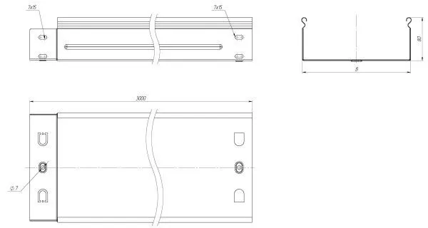 Лоток неперф. 80х500х3000-1,0 мм EKF