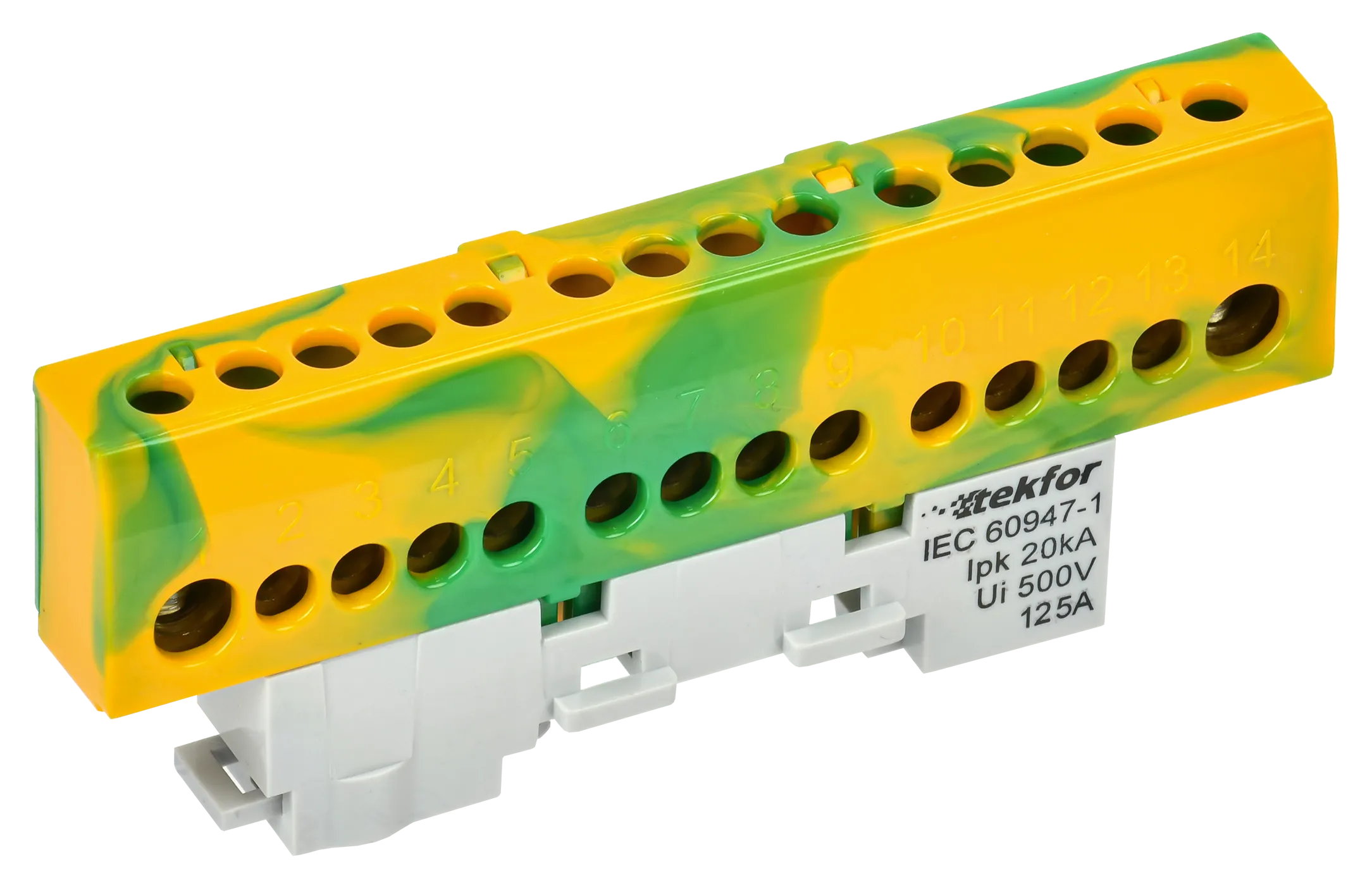 TEKFOR Шина PE "земля" изолированная на универсальном держателе 8х12-12-ЖЗ IEK TF-NN20-12-KL-K52