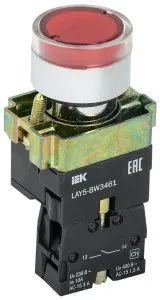 Кнопка управления LAY5-BW3461 с подсветкой красный 1NO IEK BBT50-BW-K04