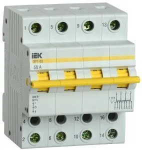 Выключатель-разъединитель трехпозиционный ВРТ-63 4P 50А IEK MPR10-4-050