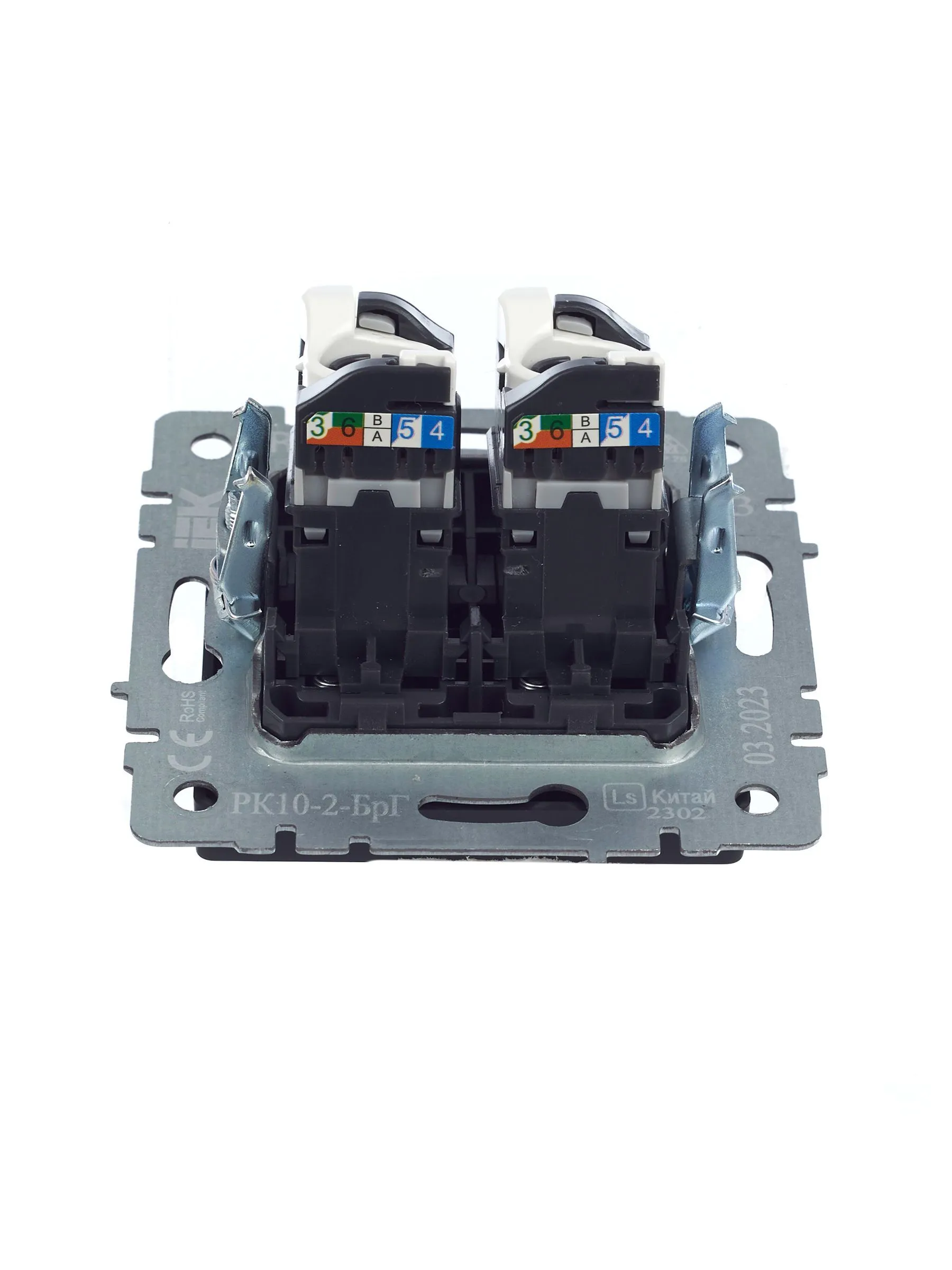 BRITE Розетка компьютерная двойная RJ45 кат.5E РК10-2-БрГ графит IEK - Фото 6