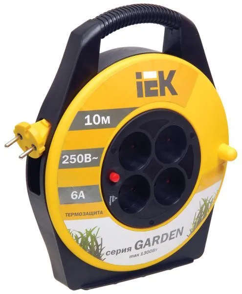 Катушка УК10 4 места без заземления с термозащитой 2х0,75мм2 "Garden" 10м IEK WKP23-06-04-10