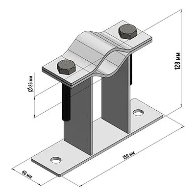 Кронштейн для мачт плоский П-образный, 10см REXANT - Фото 2