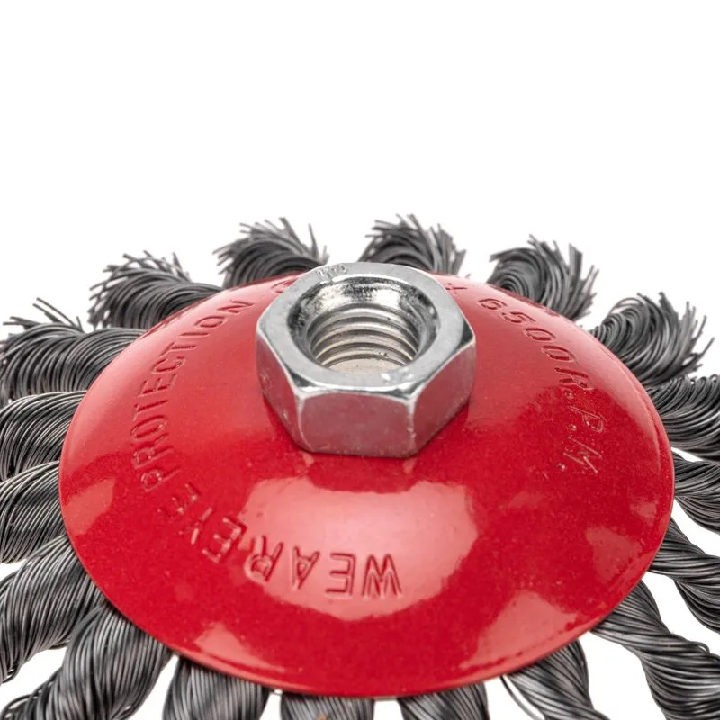 Щетка коническая для УШМ, крученая стальная проволока, 115мм, М14 KRANZ - Фото 2