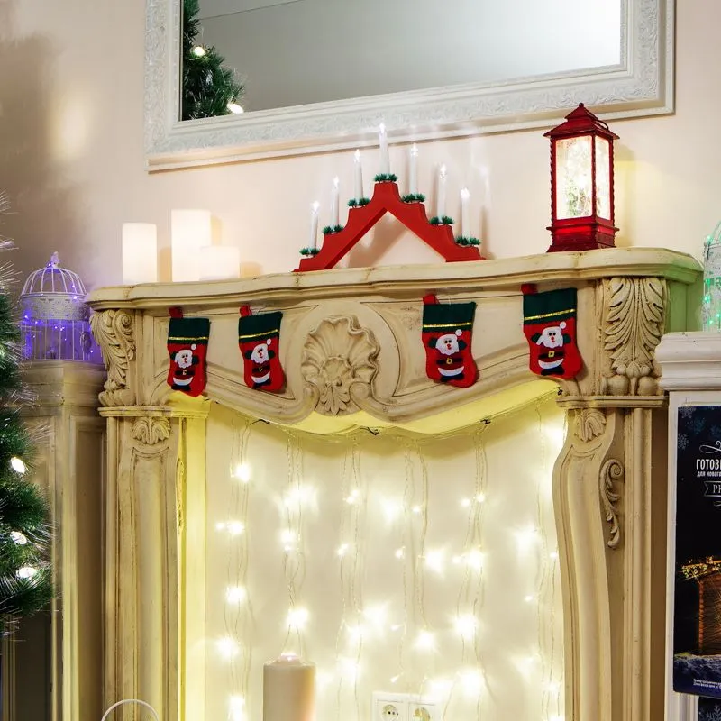 Новогодняя горка 7 свечек, цвет корпуса: Красный, цвет свечения: ТЕПЛЫЙ БЕЛЫЙ - Фото 2