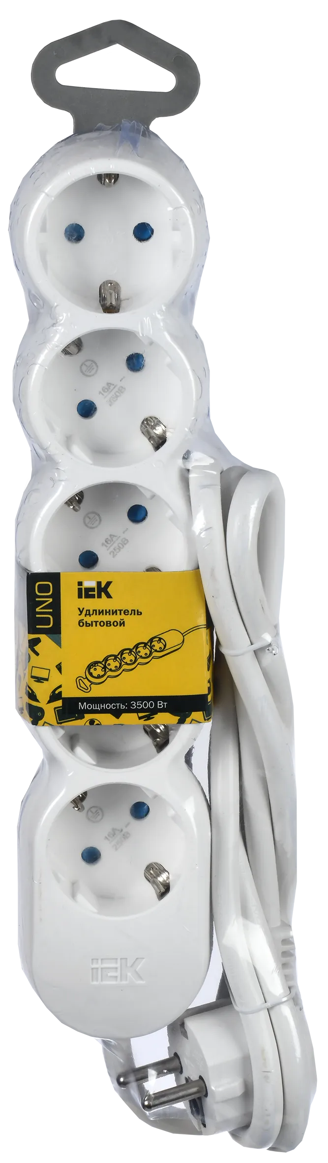 Удлинитель У05 5 мест с заземлением 5м 3х1,5мм2 16А/250В UNO IEK - Фото 2
