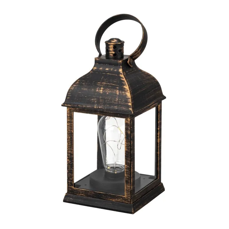 Декоративный фонарь с лампочкой, бронзовый корпус, размер 10,5х10,5х22,5 см, цвет ТЕПЛЫЙ БЕЛЫЙ - Фото 4