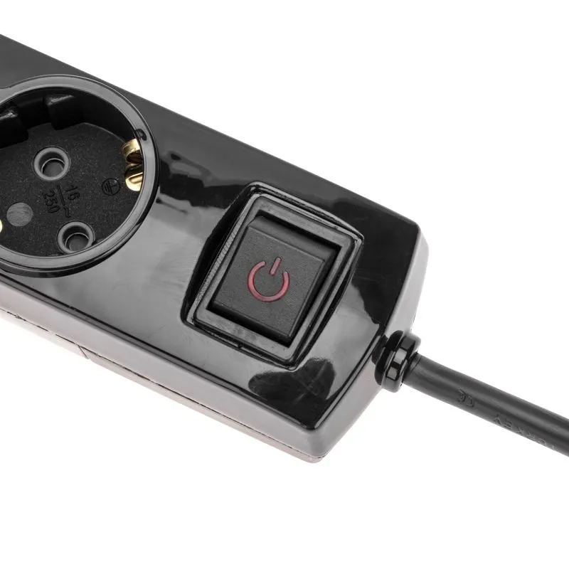 Удлинитель PREMIUM 3 гнезда, 5м, 3х1,5мм², с/з, с выключателем, черный REXANT - Фото 5