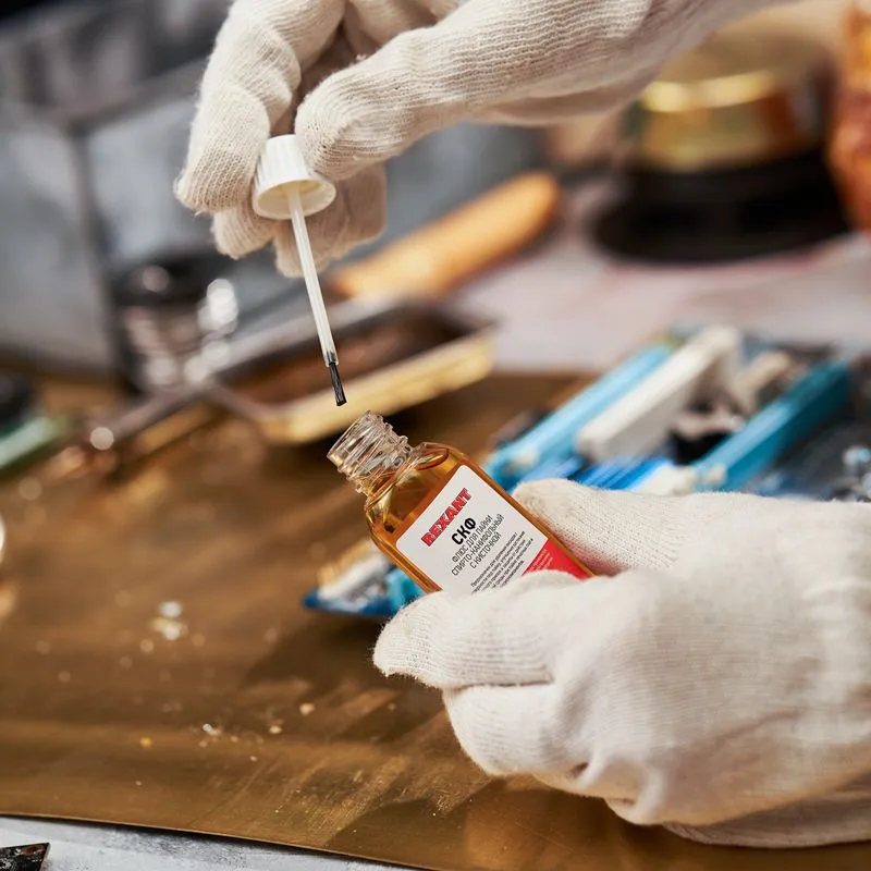 Флюс для пайки, СКФ (спирто-канифольный), 30мл, с кисточкой, флакон REXANT - Фото 4