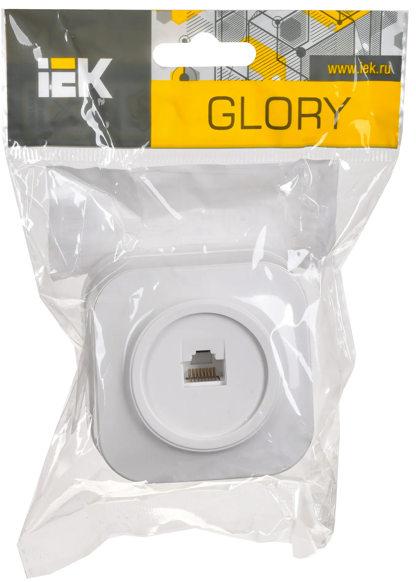 GLORY Розетка для открытой установки компьютерная RJ45 кат.5E РК10-ХБ белый IEK - Фото 2