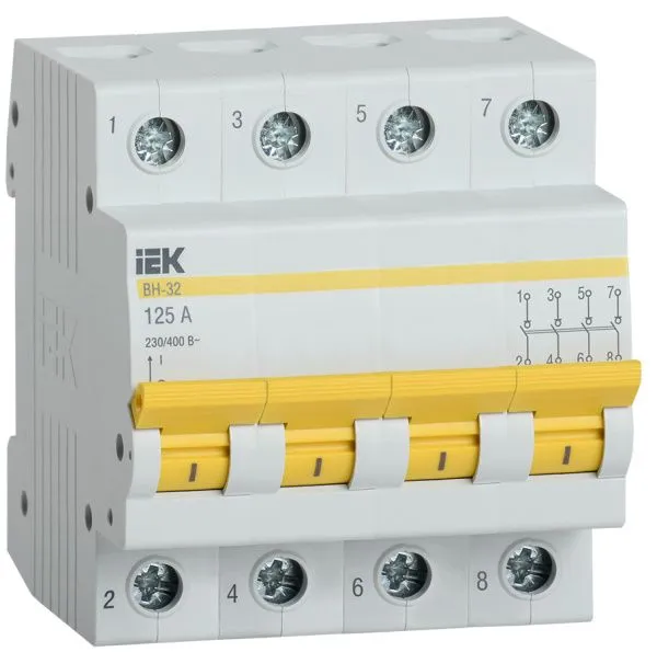 KARAT Выключатель нагрузки (мини-рубильник) ВН-32 4P 125А IEK MNV10-4-125
