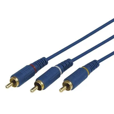Шнур 3 RCA - 3 RCA, 1,5м, синий, Gold REXANT 17-0202-1