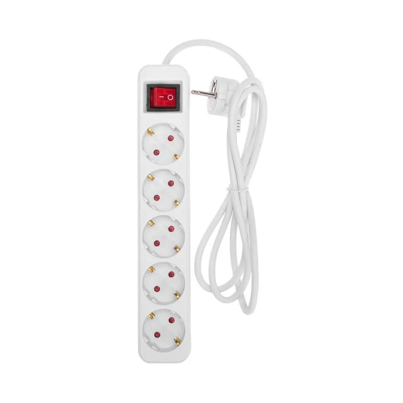 Удлинитель STANDARD 5 гнезд, 1,5м, 3х1,0мм², с/з, с выключателем, белый REXANT