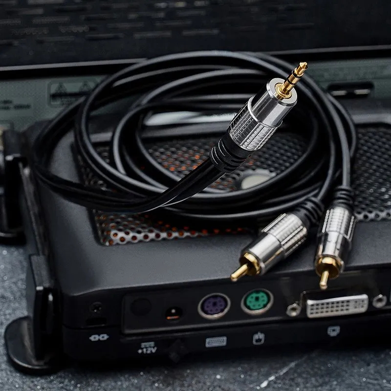 Шнур Стерео 3,5мм - 2 RCA, 1,5м, Gold-металл REXANT - Фото 4