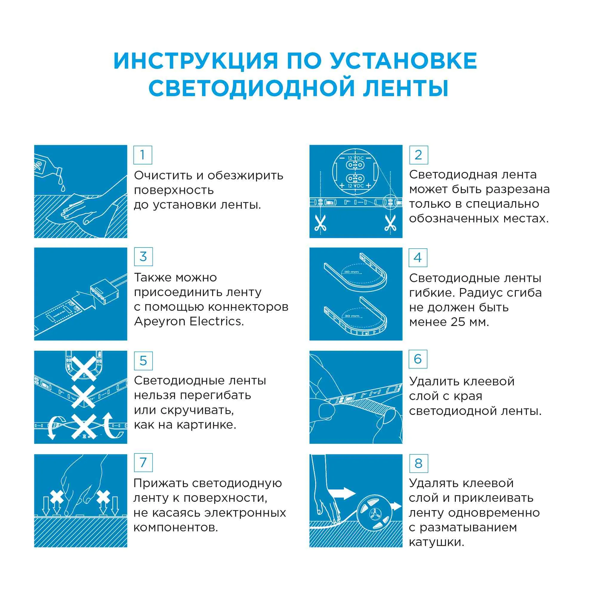 Лента светодиодная СТ smd3528 120д/м 12В 6500К IP20 5м Apeyron - Фото 11