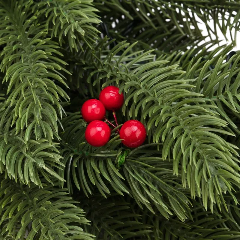 Еловый венок с ягодами и гирляндой NEON-NIGHT Ø 45 см, 20 LED, 2 х АА, литой, теплое белое свечение - Фото 5