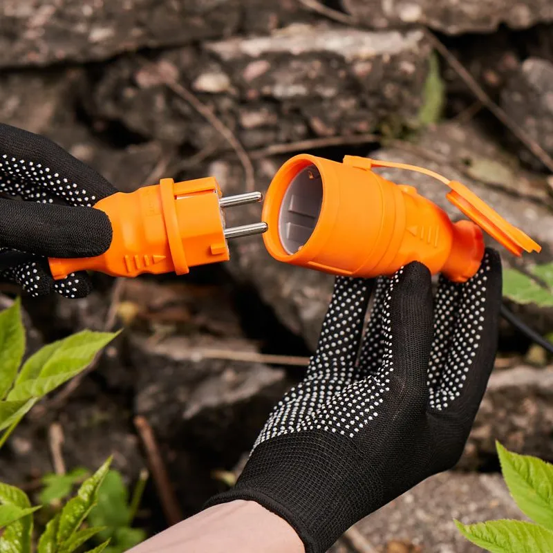 Розетка влагозащищенная переносная с крышкой 1 гнездо, с/з, 16А, IP54, каучук, оранжевая REXANT - Фото 2