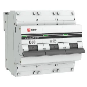 Авт. выкл. 3P 80А (D) 10kA ВА 47-100 EKF PROxima mcb47100-3-80D-pro