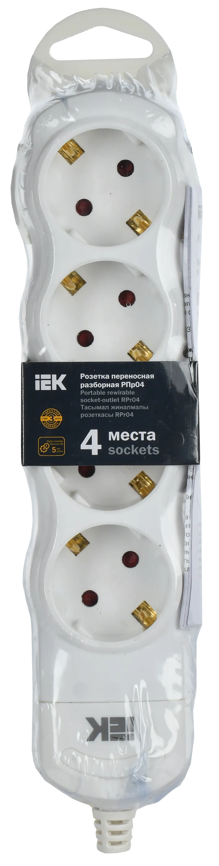 Розетка переносная разборная РПр04 4 места IEK - Фото 2