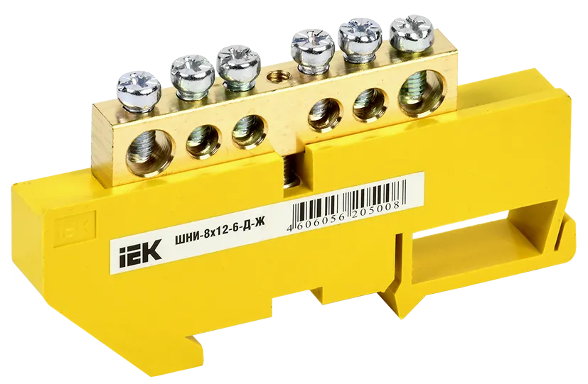 Шина PE "земля" на DIN-изол ШНИ-8х12-6-Д-Ж IEK