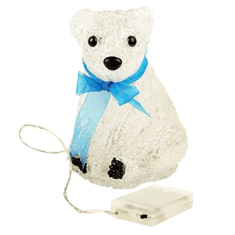 Акриловая светодиодная фигура Белый мишка 20 см, 4,5 В, 3 батарейки AA (не входят в комплект), 20 светодиодов NEON-NIGHT - Фото 4