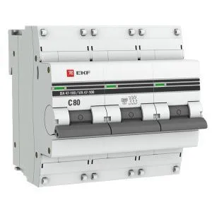 Авт. выкл. 3P 80А (C) 10kA ВА 47-100 EKF PROxima mcb47100-3-80C-pro
