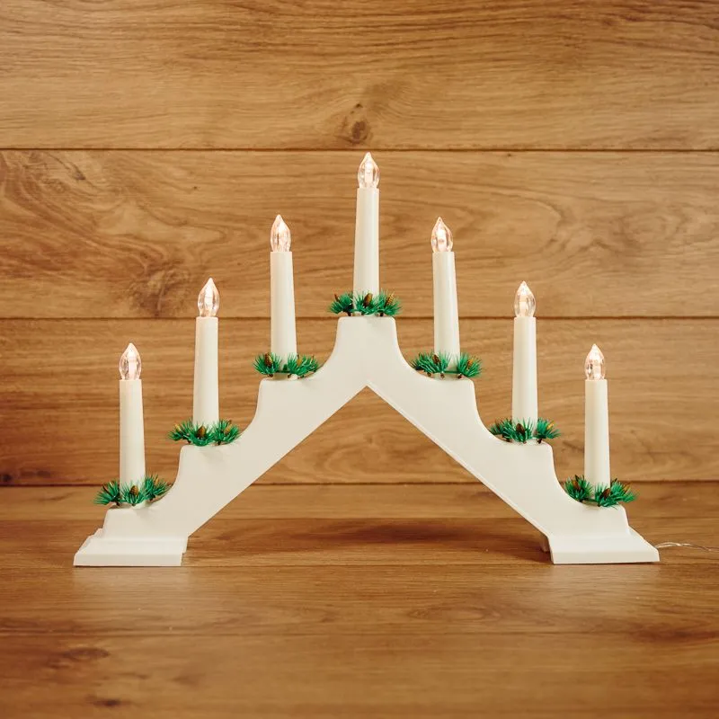 Новогодняя горка 7 свечек, цвет корпуса: Белый, цвет свечения: ТЕПЛЫЙ БЕЛЫЙ - Фото 2