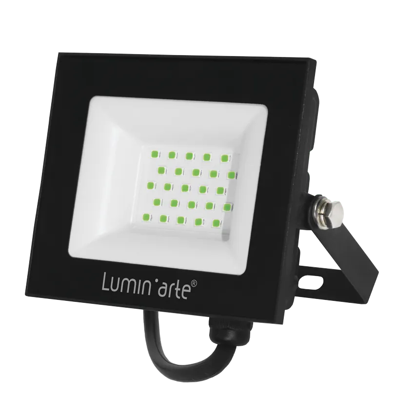 Светодиодный прожектор LUMIN'ARTE LFL-30W/07 30Вт зелённый цвет свечения IP65 серый корпус 112х83х25 1/60 LFL-30W/07