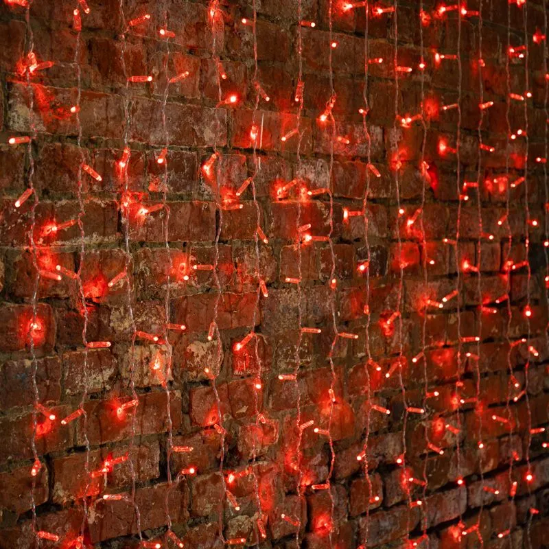 Гирлянда светодиодная Занавес 2х1,5м 192 LED КРАСНЫЙ прозрачный ПВХ IP65 постоянное свечение 230В блок в комплекте NEON-NIGHT