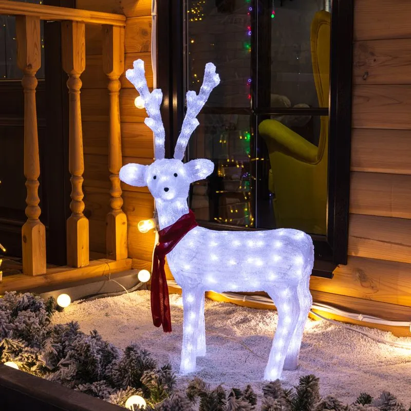 Акриловая светодиодная фигура Северный олень 49х18х85 см, 120 светодиодов, IP65 понижающий трансформ - Фото 2