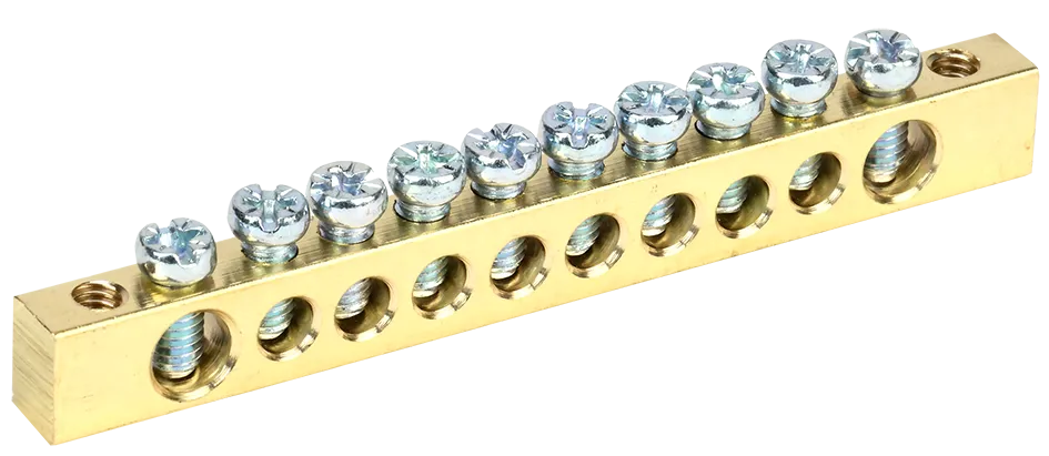 Шина PEN "земля-ноль" 6х9мм 10/2 (10групп/крепеж по краям) IEK