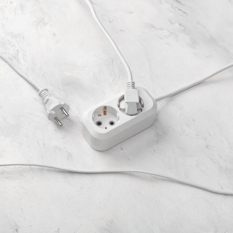 Удлинитель 2 гнезда, 3м, 3х0,75мм², с/з, белый PROconnect - Фото 2