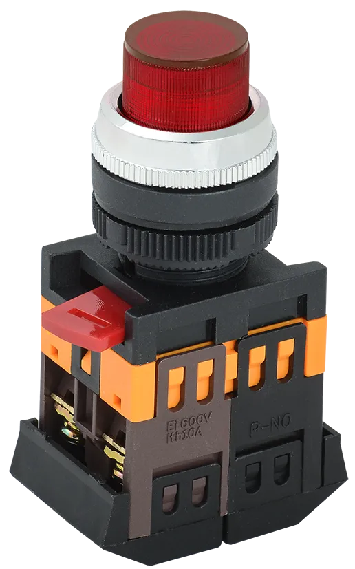 Кнопка ABLFP-22 красный d=22мм неон/240В 1з+1р IEK